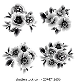 Flowers set. Collection of floral elements
