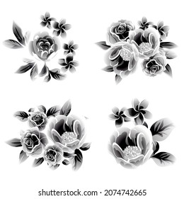 Flowers set. Collection of floral elements