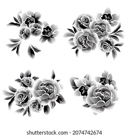 Flowers set. Collection of floral elements