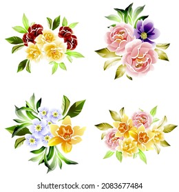 Flowers set. Collection of floral elements