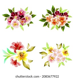 Flowers set. Collection of floral elements
