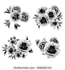 Flowers set. Collection of floral elements