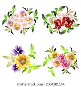 Flowers set. Collection of floral elements