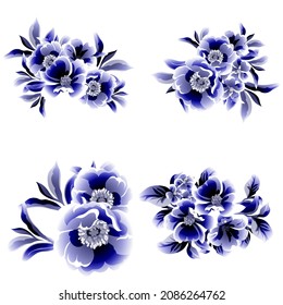 Flowers set. Collection of floral elements
