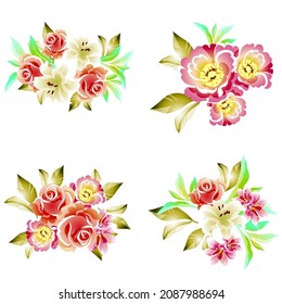 Flowers set. Collection of floral elements