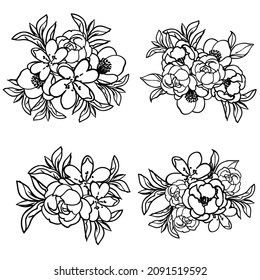 Flores puestas. Colección de elementos florales