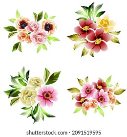 Flowers set. Collection of floral elements