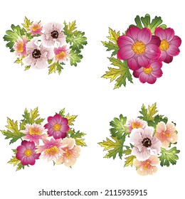Flowers set. Collection of floral elements