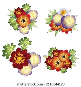 Blumengarnitur. Sammlung von Blumenelementen