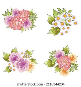 Blumengarnitur. Sammlung von Blumenelementen