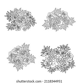 Flores puestas. Colección de elementos florales