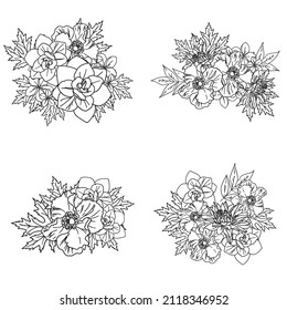 Flowers set. Collection of floral elements