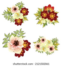 Flowers set. Collection of floral elements