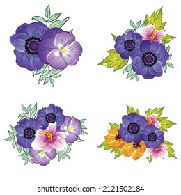Flowers set. Collection of floral elements