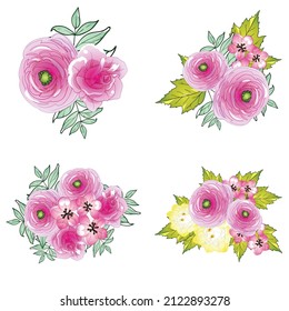 Flowers set. Collection of floral elements