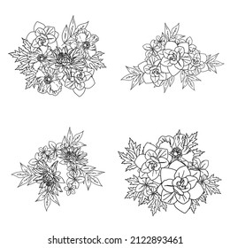 Flowers set. Collection of floral elements