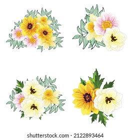 Flowers set. Collection of floral elements