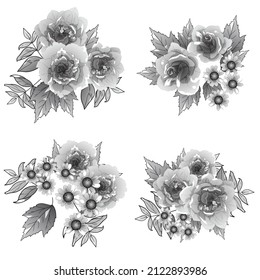 Flores puestas. Colección de elementos florales