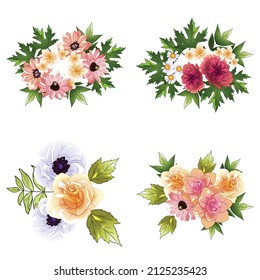 Flowers set. Collection of floral elements