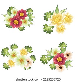 Flowers set. Collection of floral elements