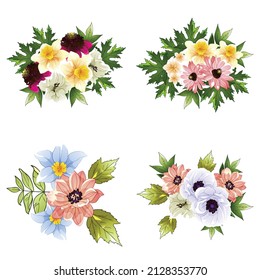 Flowers set. Collection of floral elements