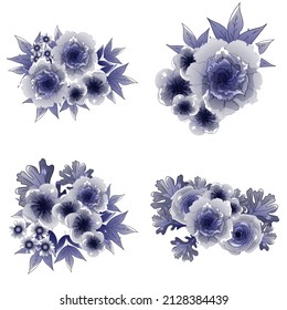 Flores puestas. Colección de elementos florales