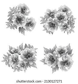 Blumengarnitur. Sammlung von Blumenelementen