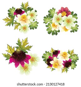 Flowers set. Collection of floral elements
