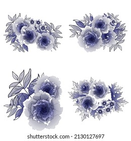 Flowers set. Collection of floral elements