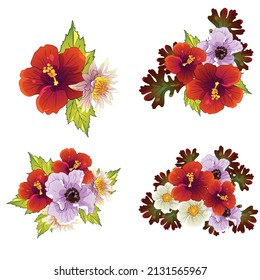 Flowers set. Collection of floral elements