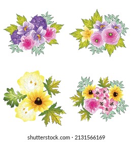 Flowers set. Collection of floral elements