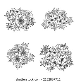 Flowers set. Collection of floral elements