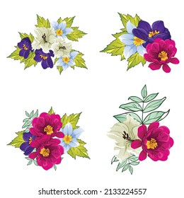 Flowers set. Collection of floral elements