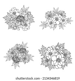 Flowers set. Collection of floral elements