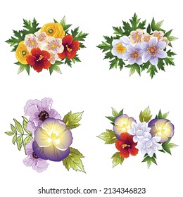 Flowers set. Collection of floral elements