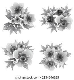 Blumengarnitur. Sammlung von Blumenelementen