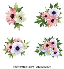 Flowers set. Collection of floral elements