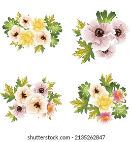 Flores puestas. Colección de elementos florales