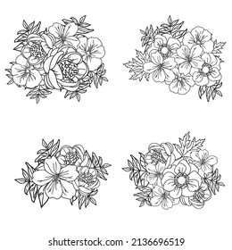Flowers set. Collection of floral elements