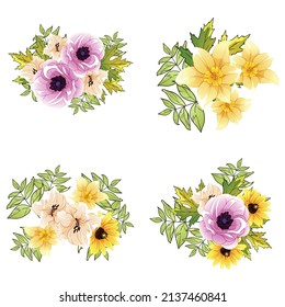 Flores puestas. Colección de elementos florales