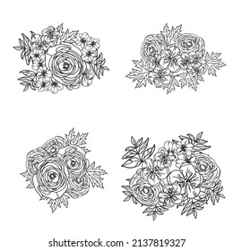 Flowers set. Collection of floral elements