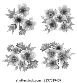 Flowers set. Collection of floral elements