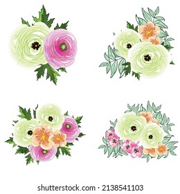 Blumengarnitur. Sammlung von Blumenelementen