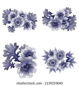 Flowers set. Collection of floral elements