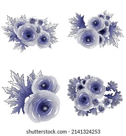 Flowers set. Collection of floral elements