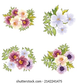 Flowers set. Collection of floral elements