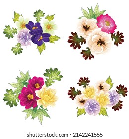 Flowers set. Collection of floral elements