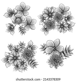 Blumengarnitur. Sammlung von Blumenelementen
