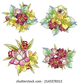 Flowers set. Collection of floral elements