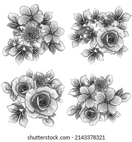 Flowers set. Collection of floral elements